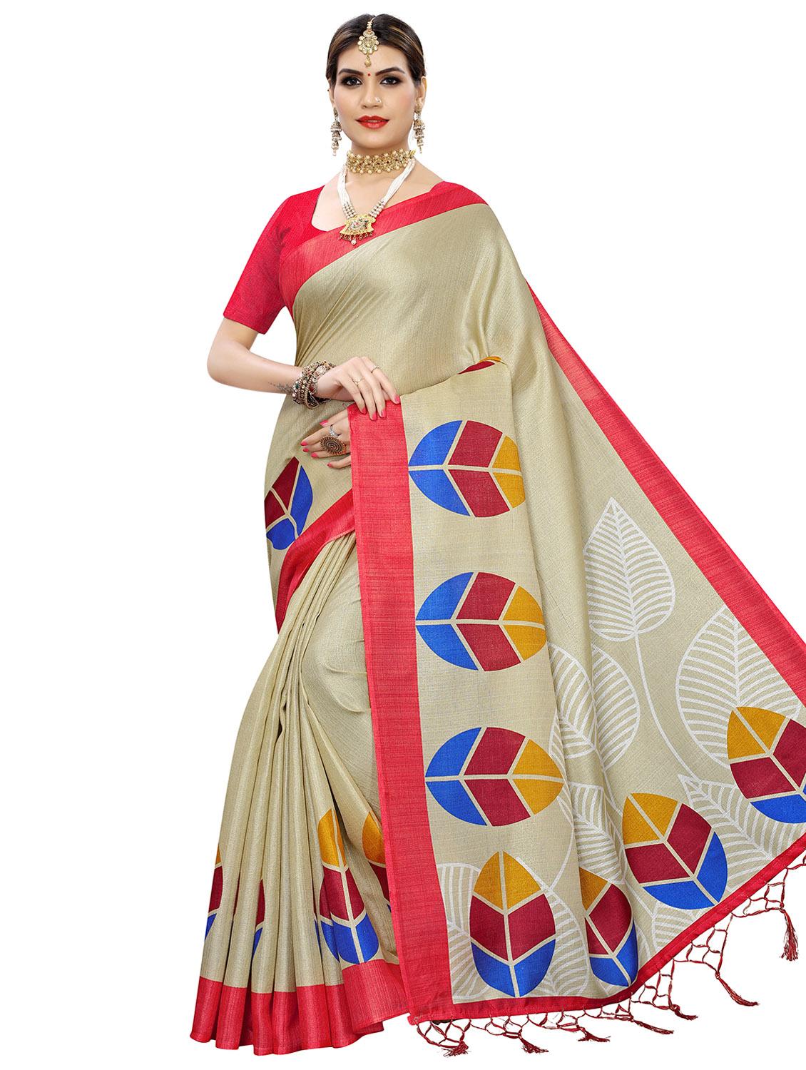 floral printed saree with blouse - 17436641 - Zoom Image - 1