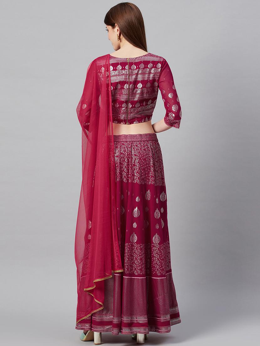 foil print flared lehenga - 17436782 - Zoom Image - 3