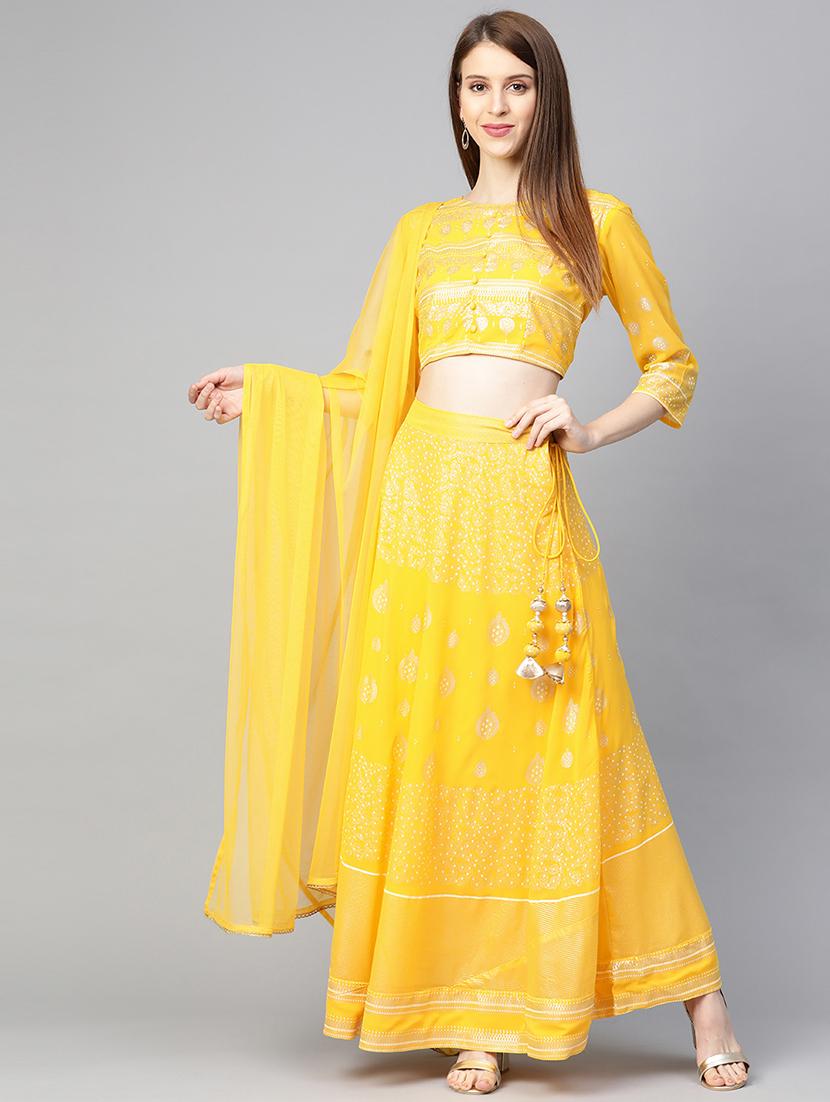 foil print flared lehenga - 17436784 - Zoom Image - 1