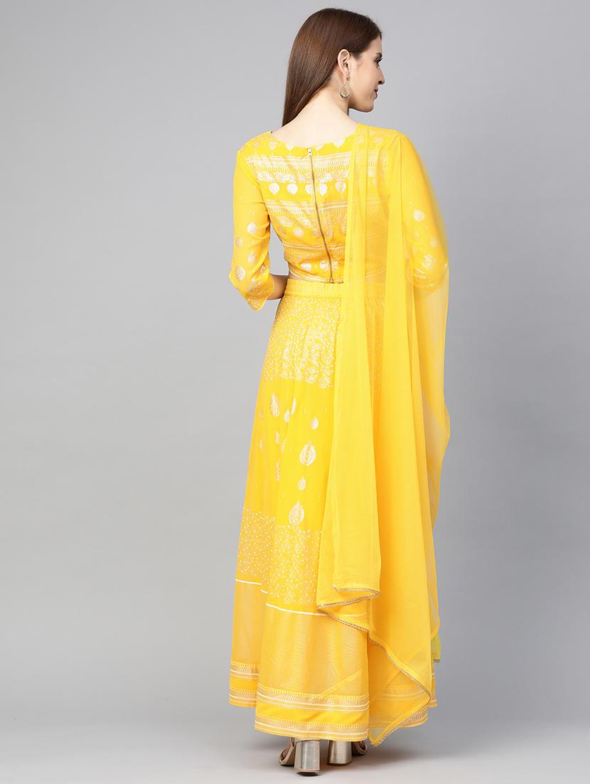 foil print flared lehenga - 17436784 - Zoom Image - 3