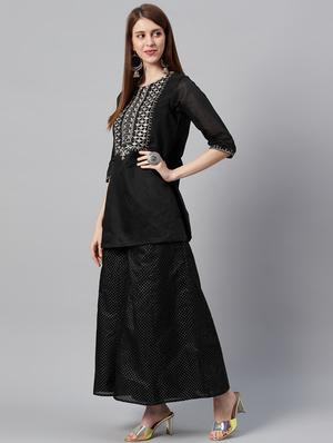 yoke embroidered kurta palazzo set - 17436785 - Standard Image - 2