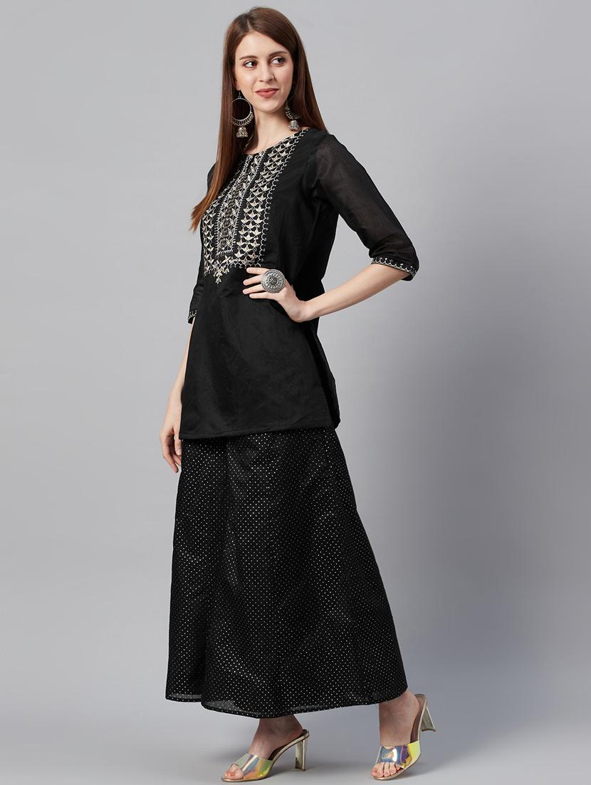 yoke embroidered kurta palazzo set - 17436785 - Zoom Image - 2