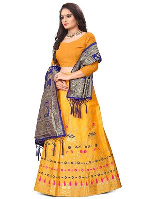 foil print flared lehenga - 17436809 - Standard Image - 2