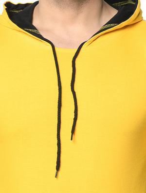 yellow color block cut & sew hooded t-shirt - 17436889 - Standard Image - 4