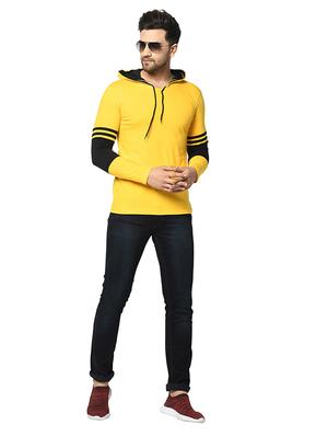 yellow color block cut & sew hooded t-shirt - 17436889 - Standard Image - 5