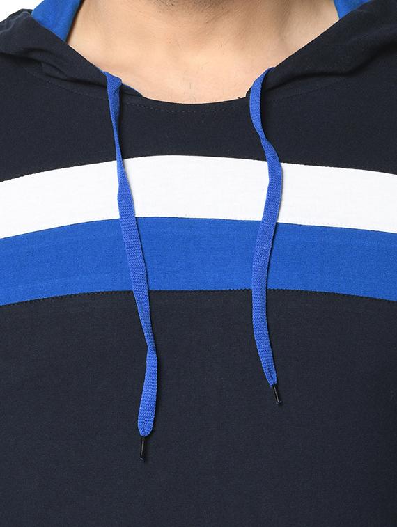 navy blue color block cut & sew hooded t-shirt - 17436895 - Zoom Image - 5