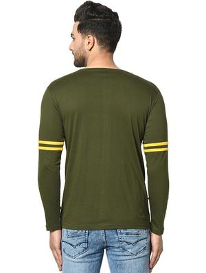 olive green solid taped t-shirt - 17436914 - Standard Image - 4