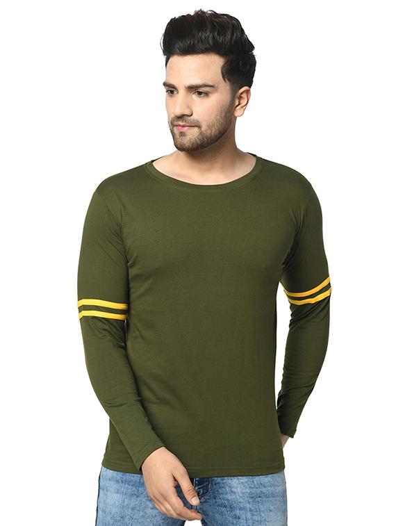 olive green solid taped t-shirt - 17436914 - Zoom Image - 1