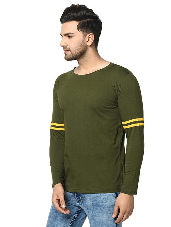 olive green solid taped t-shirt - 17436914 - Zoom Image - 2