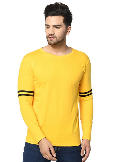 yellow solid taped t-shirt - 17436920 - Standard Image - 1