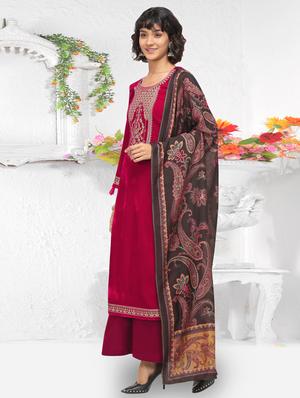 embroidered unstitched palazzo suit - 17437213 - Standard Image - 2