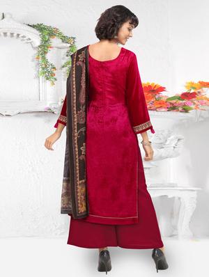 embroidered unstitched palazzo suit - 17437213 - Standard Image - 3