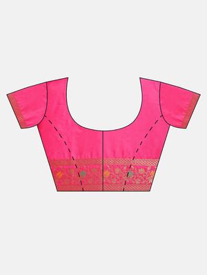 magenta woven saree with blouse - 17437660 - Standard Image - 3