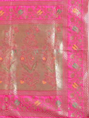 magenta woven saree with blouse - 17437660 - Standard Image - 5