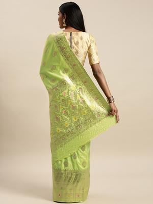 self design woven saree with blouse - 17437661 - Standard Image - 2