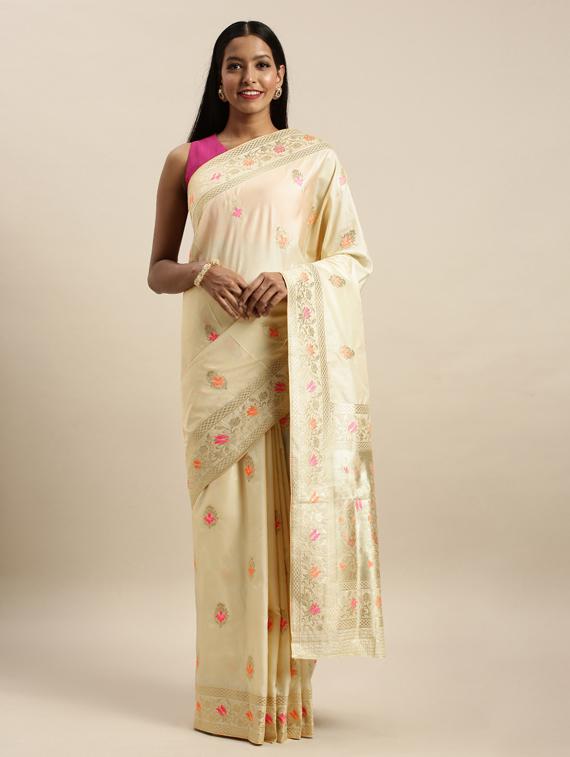 self design woven saree with blouse - 17437664 - Zoom Image - 1