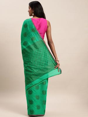 self design handloom saree with blouse - 17437708 - Standard Image - 2