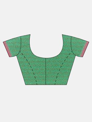 self design handloom saree with blouse - 17437708 - Standard Image - 3