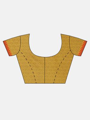 mustard cotton handloom saree with blouse - 17437710 - Standard Image - 3