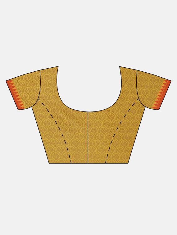 mustard cotton handloom saree with blouse - 17437710 - Zoom Image - 3