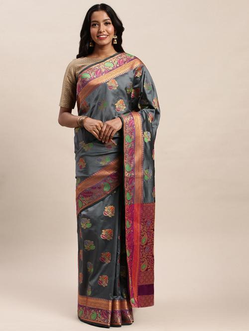bordered banarasi saree with blouse - 17437745 - Standard Image - 1
