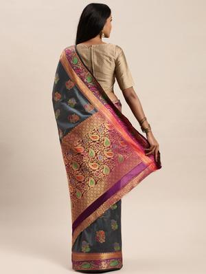 bordered banarasi saree with blouse - 17437745 - Standard Image - 2