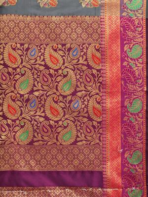 bordered banarasi saree with blouse - 17437745 - Standard Image - 5