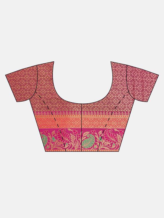 bordered banarasi saree with blouse - 17437745 - Zoom Image - 3