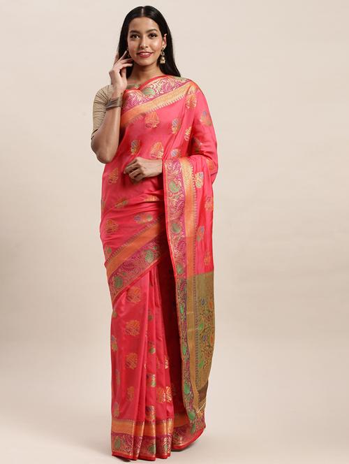 bordered banarasi saree with blouse - 17437746 - Standard Image - 1