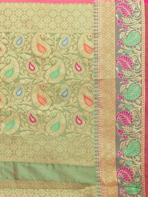 bordered banarasi saree with blouse - 17437746 - Standard Image - 5