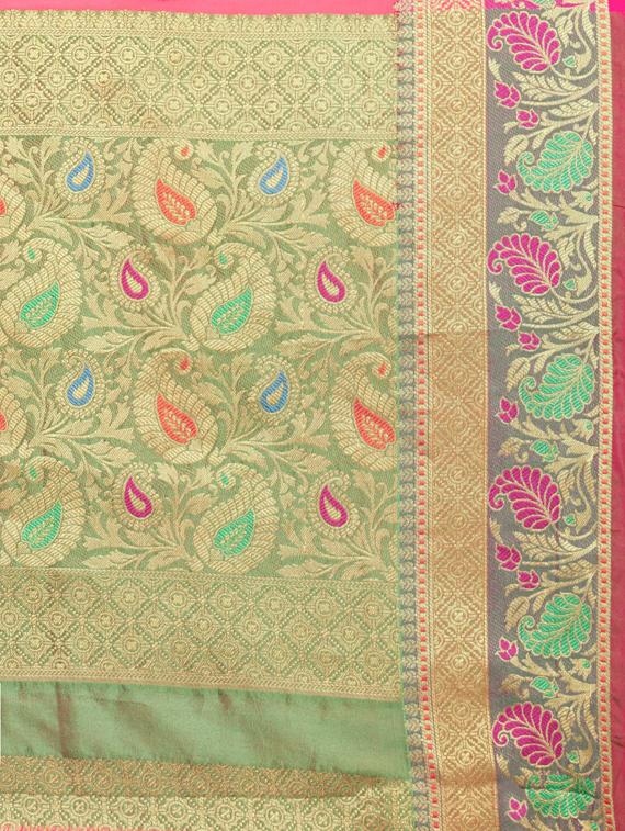 bordered banarasi saree with blouse - 17437746 - Zoom Image - 5