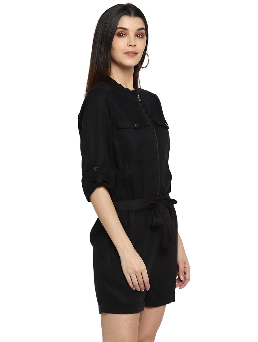 tie front solid romper - 17437908 - Zoom Image - 2
