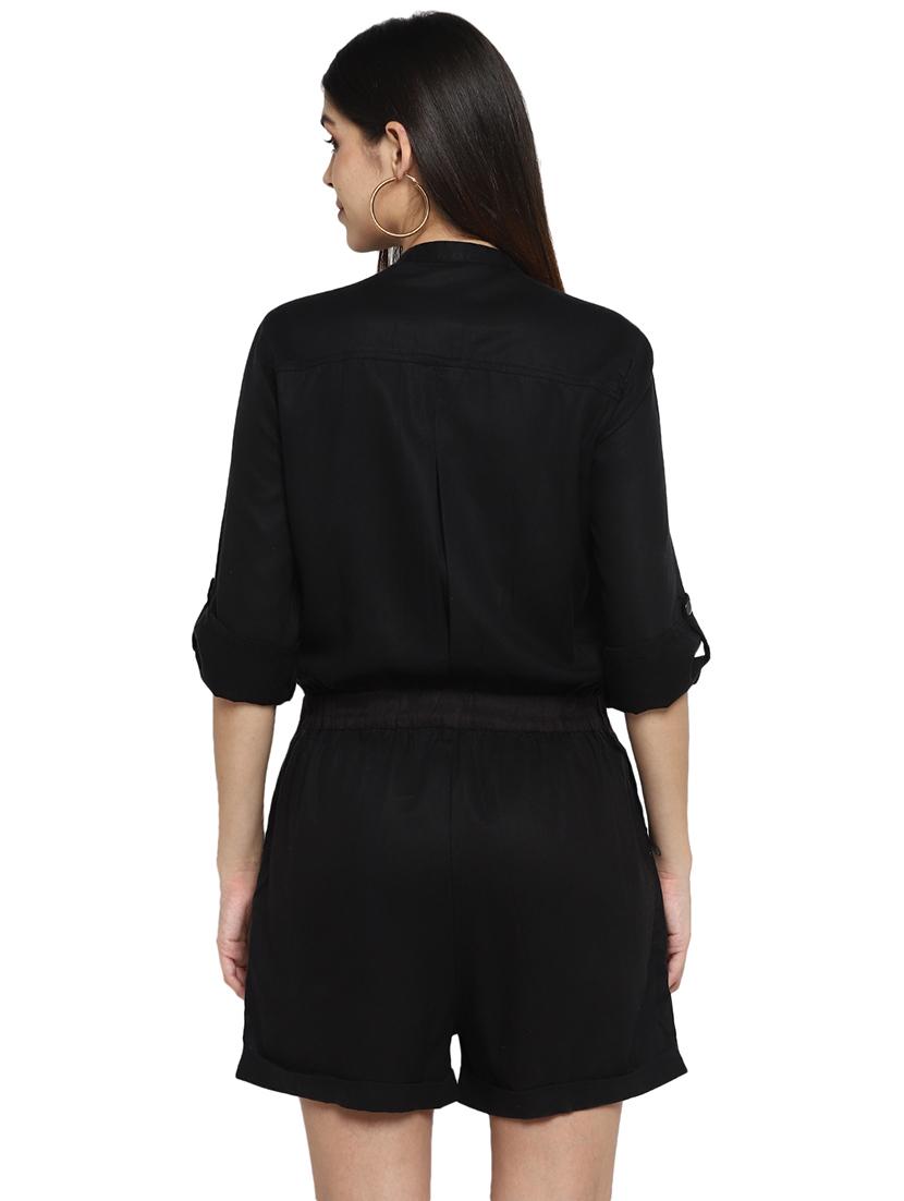 tie front solid romper - 17437908 - Zoom Image - 3