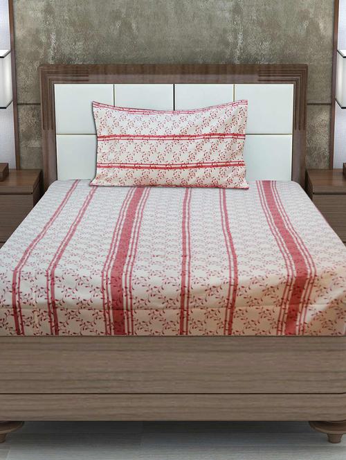 cotton single bedsheet with 1 pillow cover - 17438033 - Standard Image - 1