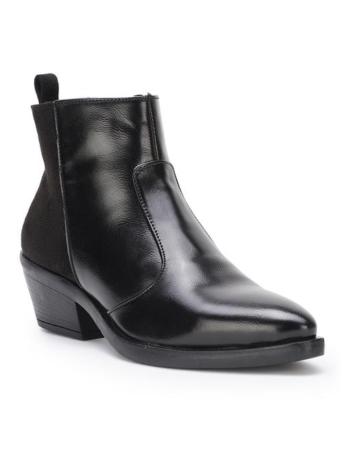 black faux leather ankle boots - 17438122 - Standard Image - 1