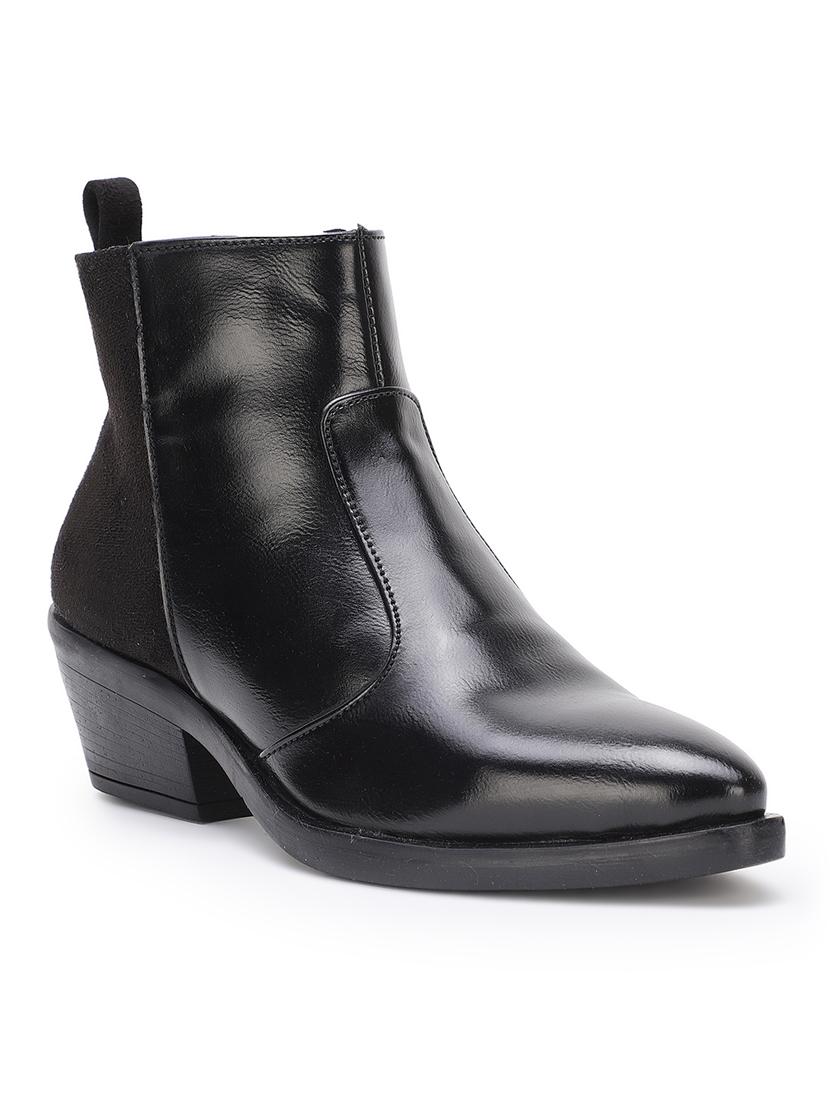 black faux leather ankle boots - 17438122 - Zoom Image - 1
