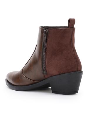 brown faux leather ankle boots - 17438123 - Standard Image - 3