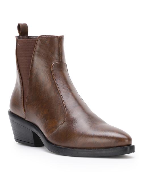brown faux leather ankle boots - 17438126 - Standard Image - 1