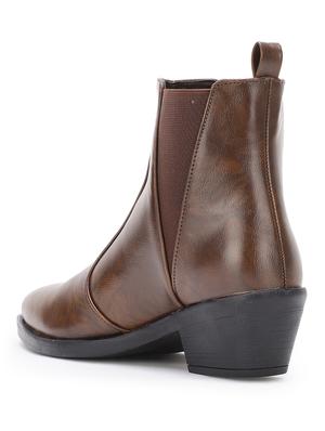 brown faux leather ankle boots - 17438126 - Standard Image - 3