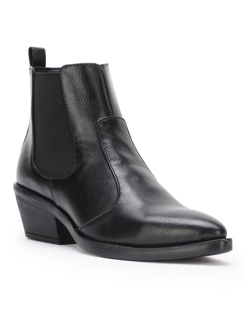 black faux leather ankle boots - 17438128 - Zoom Image - 1