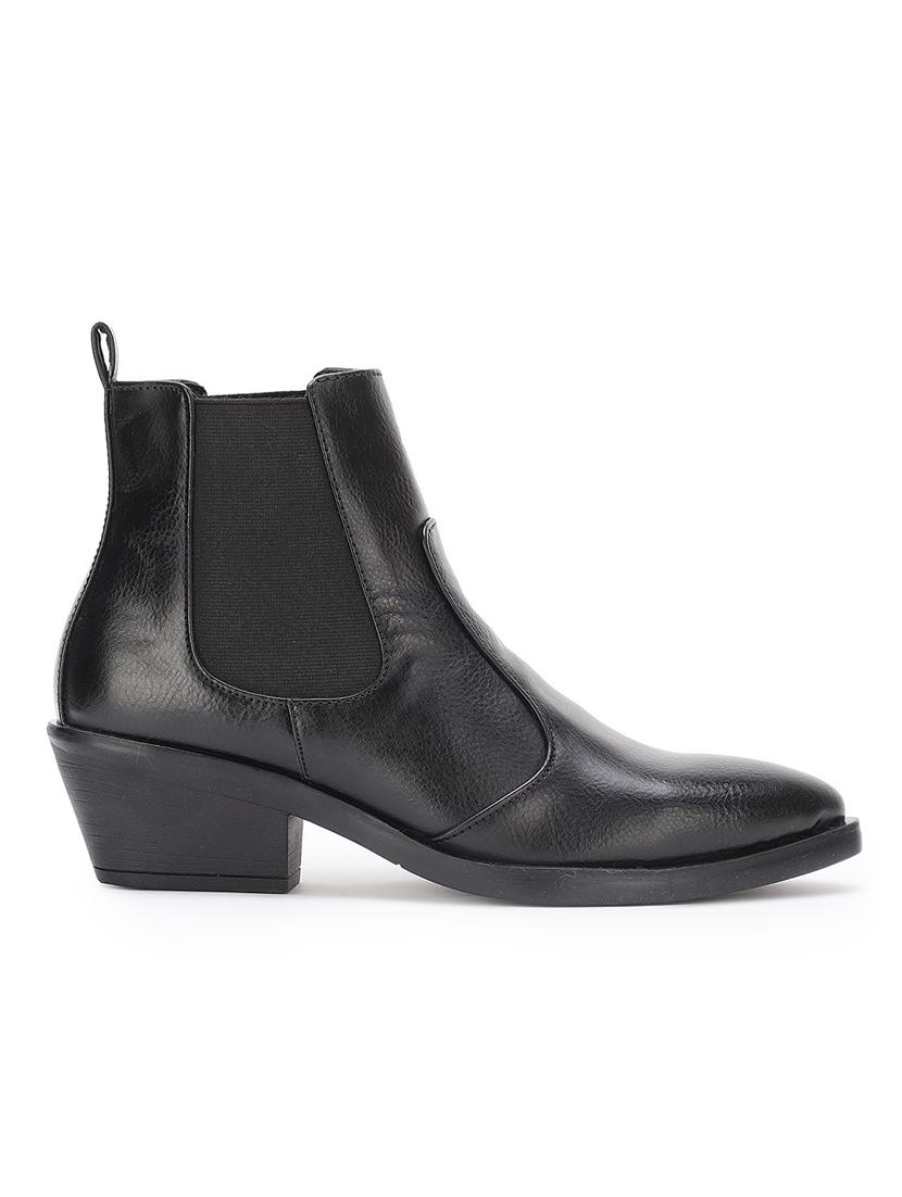 black faux leather ankle boots - 17438128 - Zoom Image - 2