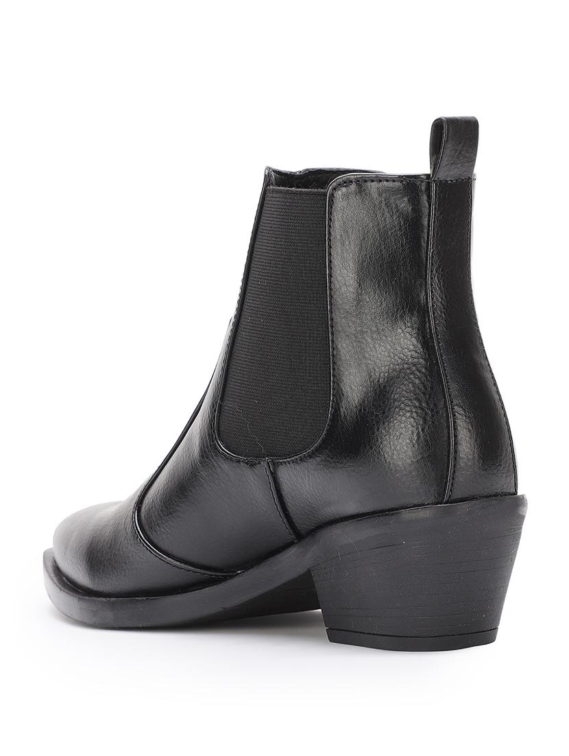 black faux leather ankle boots - 17438128 - Zoom Image - 3