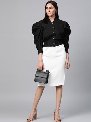 leg-o-mutton sleeves button up top - 17438244 - Standard Image - 4
