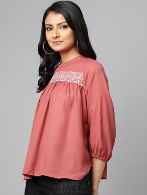 embroidered detail solid top - 17438246 - Standard Image - 2