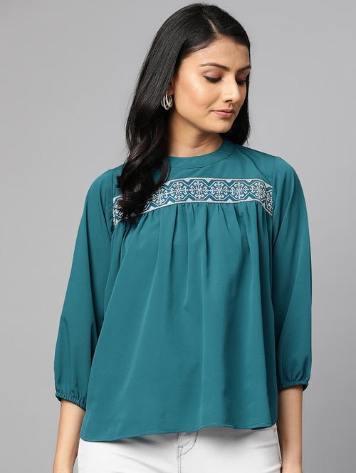 embroidered detail solid top - 17438247 - Standard Image - 1
