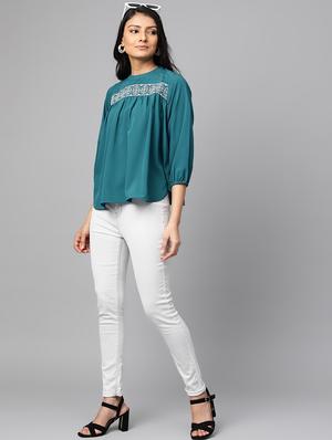 embroidered detail solid top - 17438247 - Standard Image - 4