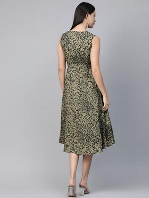 tie front printed a-line dress - 17438268 - Standard Image - 3