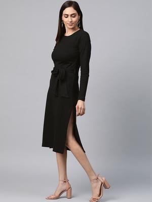 side slit tie front a-line dress - 17438294 - Standard Image - 2