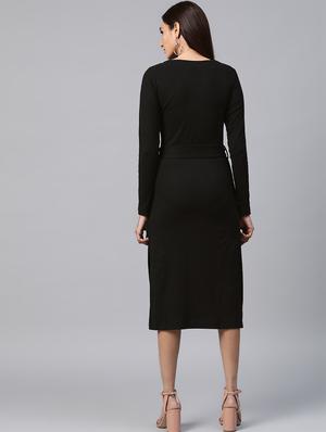 side slit tie front a-line dress - 17438294 - Standard Image - 3