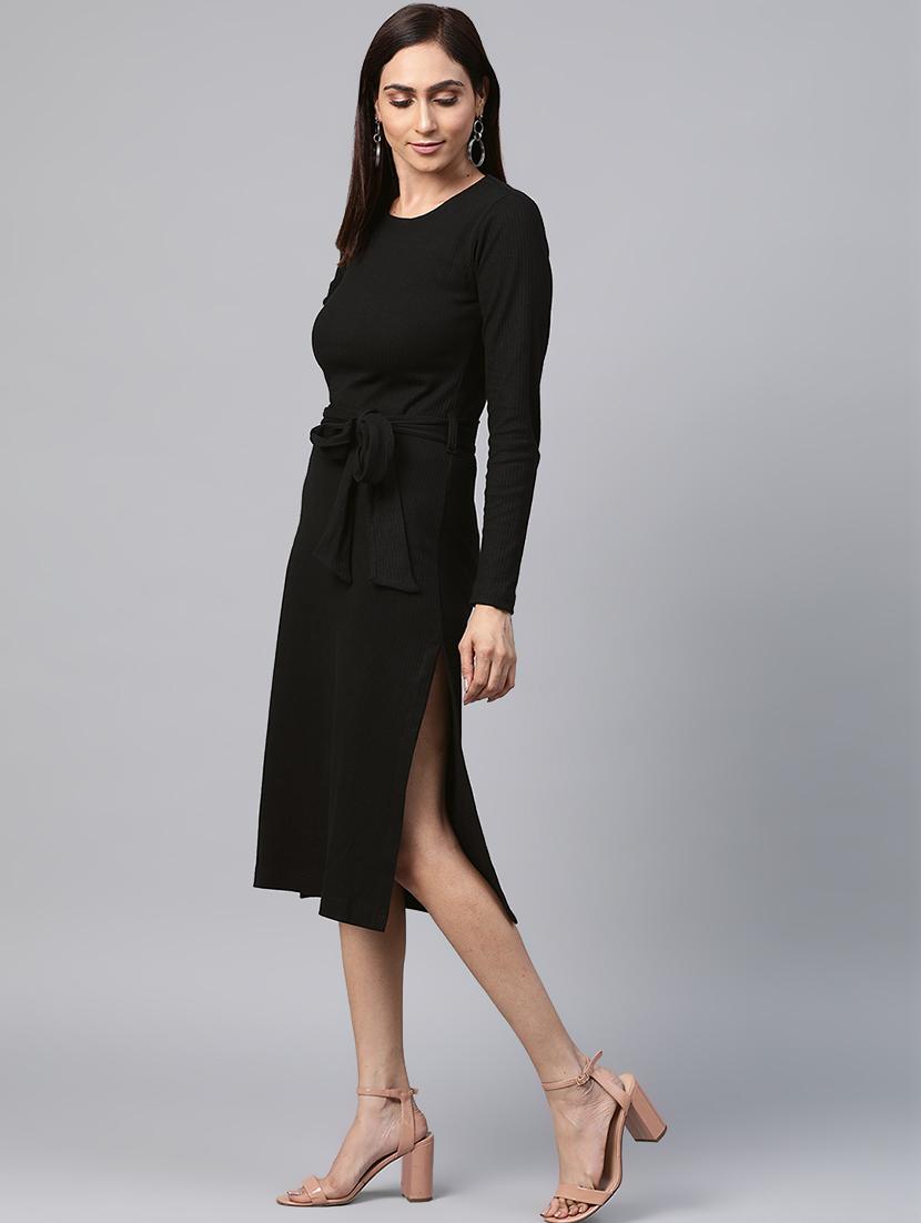 side slit tie front a-line dress - 17438294 - Zoom Image - 2